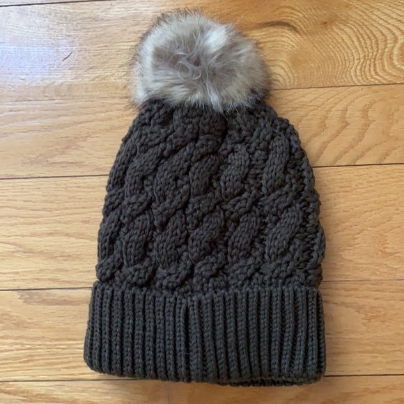 C.C Exclusive Pom Pom Hat, Fleece Lined. New Olive - Picture 2 of 4